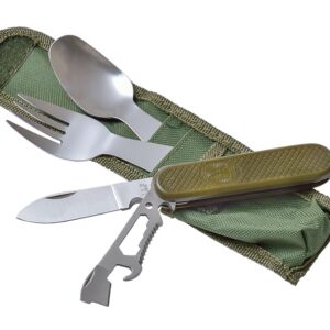 Lommekniv med flere funktioner + Campingbestik med nylonetui
